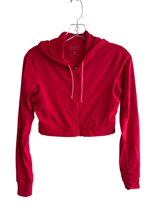 Athleta Size S Red Nylon & Spandex Long Sleeve Zip Front Cropped Jacket Red / S