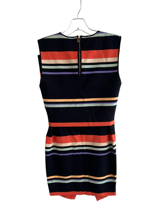 Ted Baker Size 3 Black & Multi Viscose Sleeveless Striped Pencil Skirt Skirt Set Black & Multi / 3