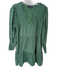 Pomander Place Size S Green Cotton Long Balloon Sleeve smocked V Neck Dress Green / S