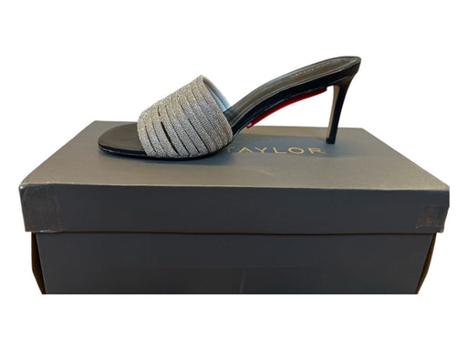 Ann Taylor Shoe Size 8 Black & Silver Leather Rhinestone Stiletto Mules Black & Silver / 8