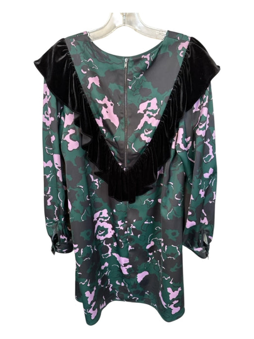 Crosby Size M Teal & Purple Polyester Blend Long Balloon Sleeve Flowers Dress Teal & Purple / M