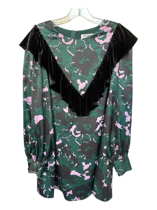 Crosby Size M Teal & Purple Polyester Blend Long Balloon Sleeve Flowers Dress Teal & Purple / M