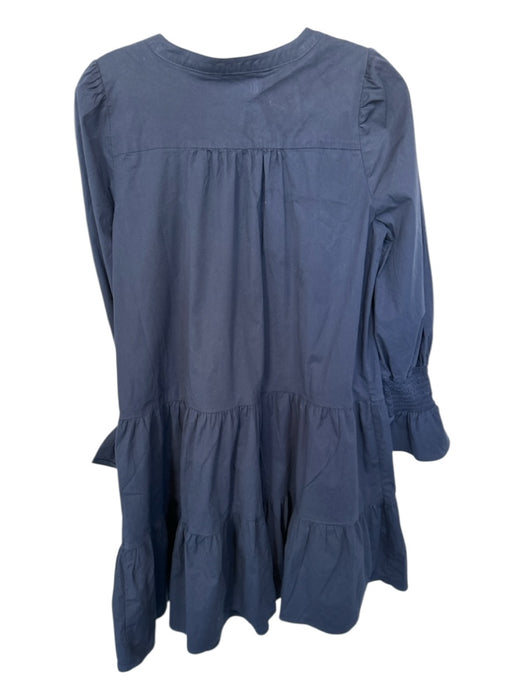 Pomander Place Size L Navy Cotton Long Sleeve V Neck Dress Navy / L