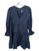 Pomander Place Size L Navy Cotton Long Sleeve V Neck Dress Navy / L