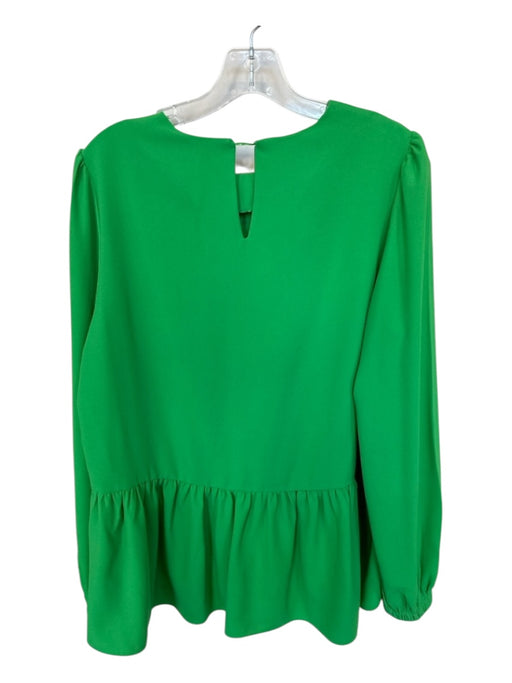 Pomander Place Size M Green Polyester Long Balloon Sleeve Peplum Top Green / M