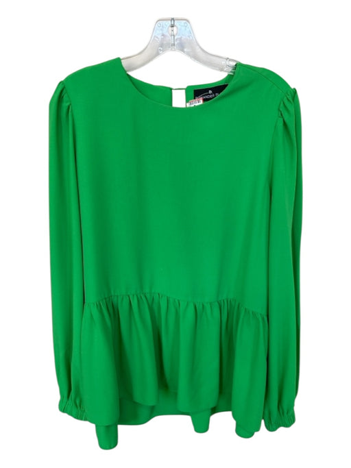 Pomander Place Size M Green Polyester Long Balloon Sleeve Peplum Top Green / M