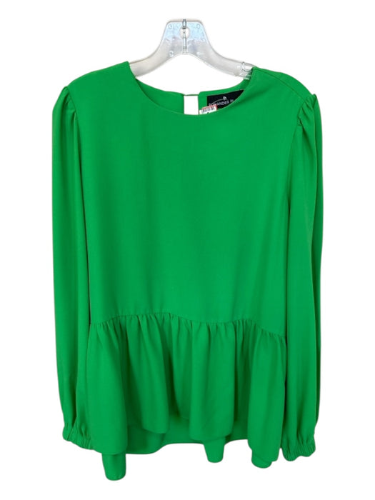 Pomander Place Size M Green Polyester Long Balloon Sleeve Peplum Top Green / M