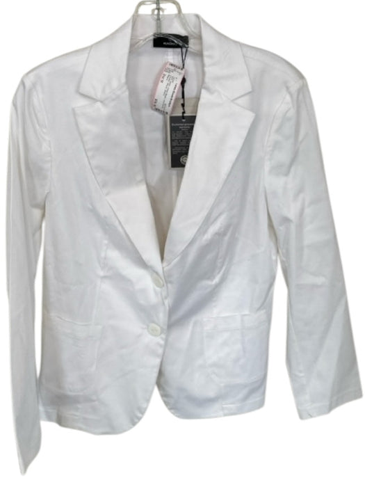 Size Est M White Cotton Blend Long Sleeve 2 button Blazer Jacket White / Est M