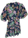 Love The Label Size S Navy & Multi Cotton Long Balloon Sleeve Flowers Dress Navy & Multi / S