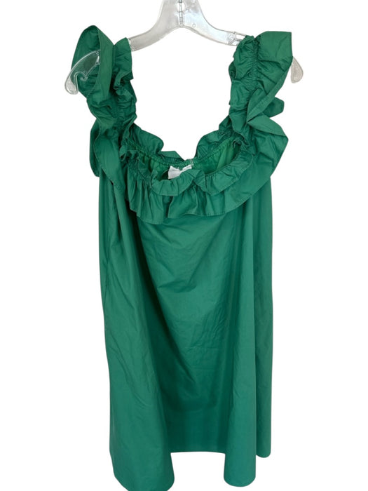 Hyacinth House Size S Green Cotton Ruffle Collar Midi Dress Green / S