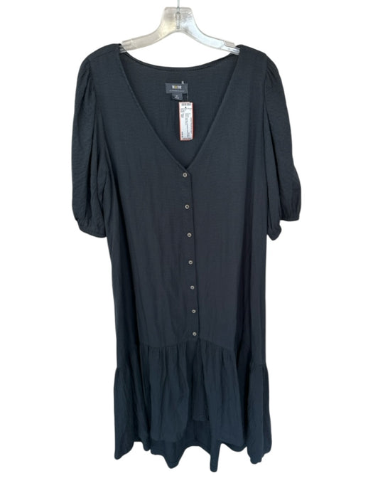 Maeve Size MP Black Viscose 3/4 Balloon Sleeve Button Down Midi Dress Black / MP