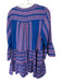 Devotion Size M Blue & Pink Cotton Long Bell Sleeve Aztec Snap Button Dress Blue & Pink / M