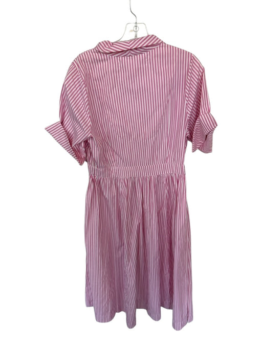 Gretchen Scott Size L Pink & White Polyester & Cotton 3/4 Sleeve Striped Dress Pink & White / L