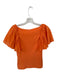 Maeve Size XS Orange Cotton Ribbed Flutter Sleeve V Neck Top Orange / XS