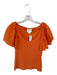 Maeve Size XS Orange Cotton Ribbed Flutter Sleeve V Neck Top Orange / XS