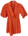 Esqualo Size 4 coral Cotton Short Puff Sleeve Midi V Neck Dress coral / 4