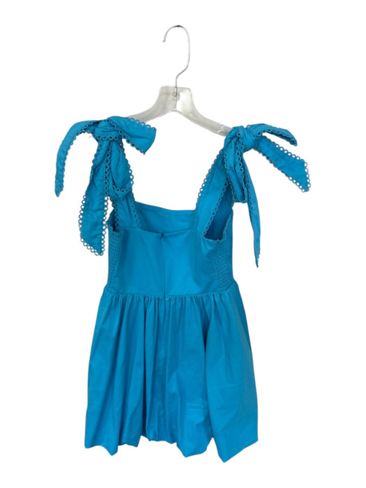 Adrianna Papell Size 2 Teal Cotton Eyelet Trim bubble Tie Straps Mini Dress Teal / 2