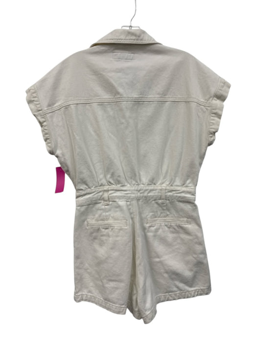 Blank NYC Size S White Cotton Button Up Cap Sleeve Zip Fly Romper White / S