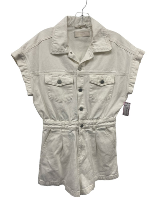Blank NYC Size S White Cotton Button Up Cap Sleeve Zip Fly Romper White / S