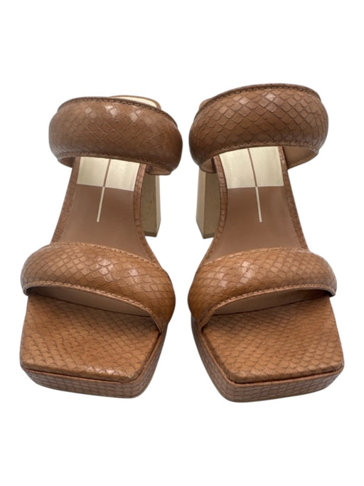 Dolce Vita Shoe Size 8 Brown Leather Snake Print Block Heel Square Toe Sandals Brown / 8