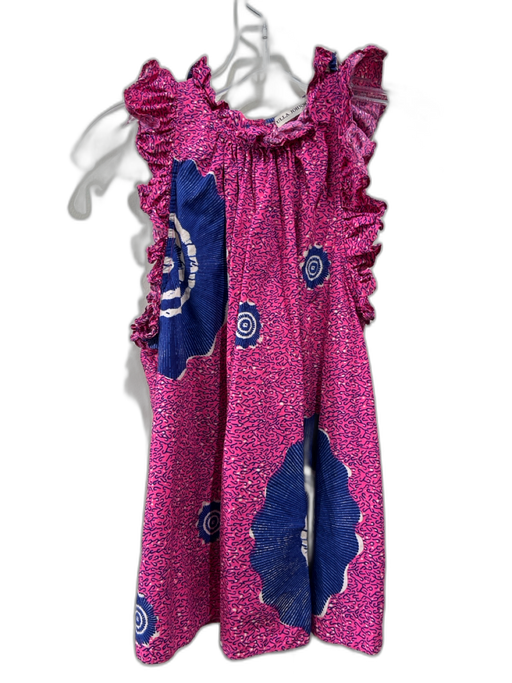 Ulla Johnson Size 4 Pink & blue Cotton Ruffle Cap Sleeve Abstract Print Top Pink & blue / 4