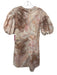 A.L.C. Size 2 Pink, Brown & White Cotton Short Balloon Sleeve Tie Dye Dress Pink, Brown & White / 2