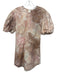 A.L.C. Size 2 Pink, Brown & White Cotton Short Balloon Sleeve Tie Dye Dress Pink, Brown & White / 2