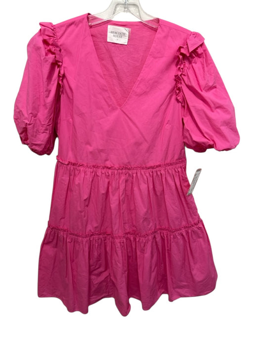 Hyacinth House Size Small Pink Cotton Blend Ruffle Short Balloon Sleeve Dress Pink / Small