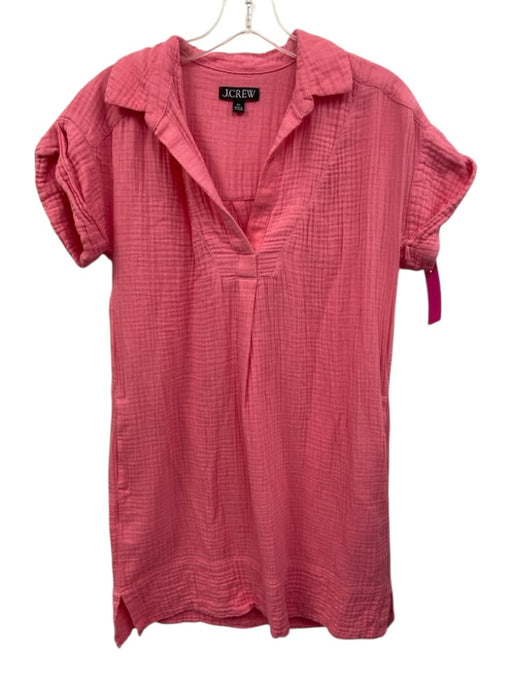 J Crew Size XS Pink Cotton V Neck Gauze Short Sleeve Pockets Dress Pink / XS