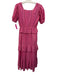 Victoria Dunn Size XS Pink Cotton Square Neck Metallic accents Puff Sleeve Dress Pink / XS