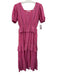 Victoria Dunn Size XS Pink Cotton Square Neck Metallic accents Puff Sleeve Dress Pink / XS
