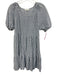 Beach Lunch Lounge Size XS Blue & White Linen Blend Striped Puff Sleeve Dress Blue & White / XS