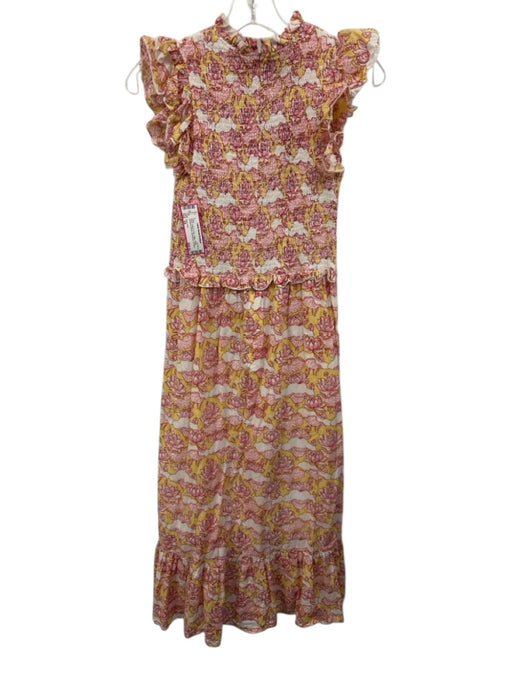 Anna Cate Size XS White, Yellow & Pink Cotton Floral Smocked Bodice Dress White, Yellow & Pink / XS