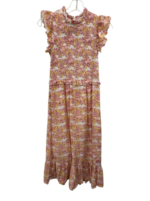 Anna Cate Size XS White, Yellow & Pink Cotton Floral Smocked Bodice Dress White, Yellow & Pink / XS