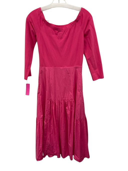 Tuckernuck Size S Pink Rayon Blend Off Shoulder 1/2 Sleeve Zip Close Maxi Dress Pink / S