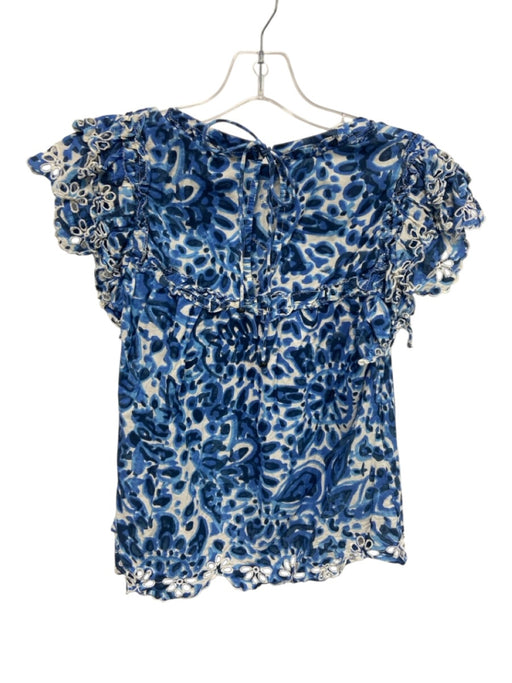 House of Harlow Size XS Blue & White Cotton Tie Back Sleeveless Printed Dress Blue & White / XS