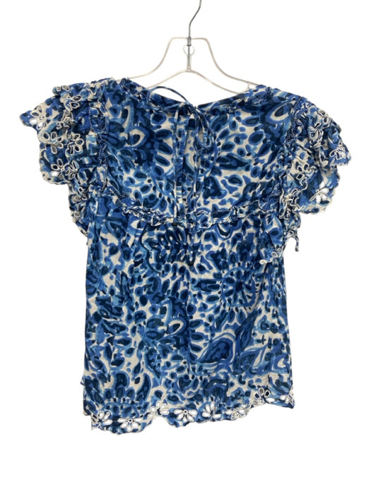 House of Harlow Size XS Blue & White Cotton Tie Back Sleeveless Printed Dress Blue & White / XS