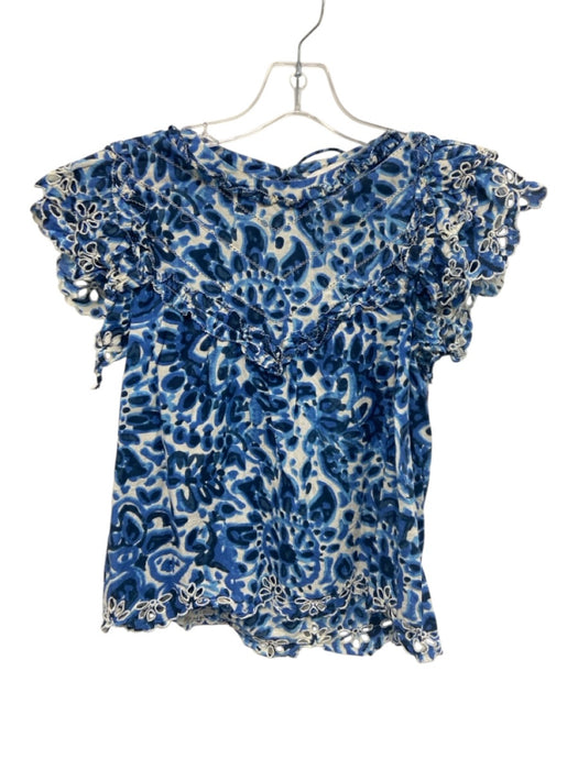 House of Harlow Size XS Blue & White Cotton Tie Back Sleeveless Printed Dress Blue & White / XS