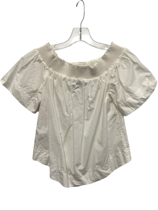 J Crew Size 2 White Cotton Off Shoulder Short Sleeve Top White / 2