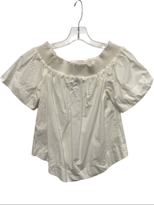J Crew Size 2 White Cotton Off Shoulder Short Sleeve Top White / 2