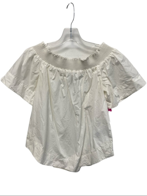 J Crew Size 2 White Cotton Off Shoulder Short Sleeve Top White / 2