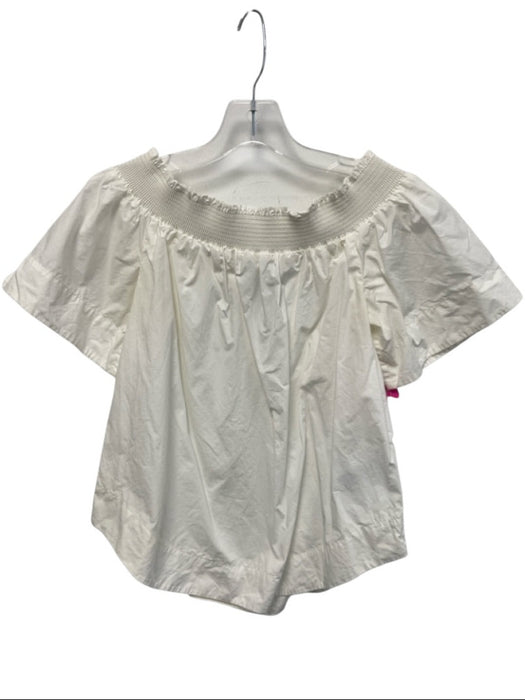 J Crew Size 2 White Cotton Off Shoulder Short Sleeve Top White / 2