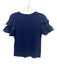 Tory Burch Size XS Navy Cotton Short Sleeve Ruffles Top Navy / XS