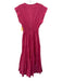 Sofia Size XS Hot pink Cotton Cap Sleeve V Neck Elastic Waist Midi Dress Hot pink / XS