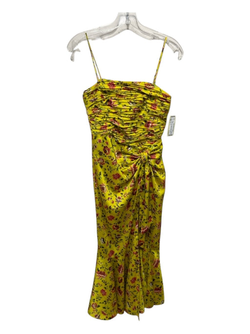 Cinq a Sept Size 0 Yellow, Red, & Multi Polyester Spaghetti Strap Floral Dress Yellow, Red, & Multi / 0