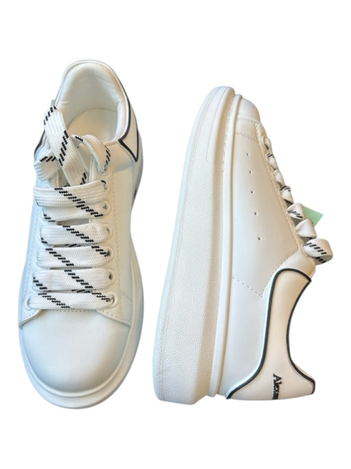 Alexander McQueen Shoe Size 40 White Leather Platform Black Trim Laces Sneakers White / 40