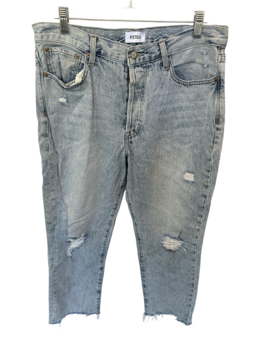 Pistola Size 30 Light Wash Cotton Denim Raw Hem distressed Straight Jeans Light Wash / 30