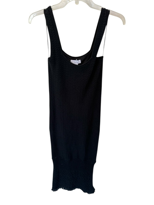 House of Harlow Size S Black Cotton Fringe Knit Side Slit Square Neck Dress  — Labels Resale Boutique