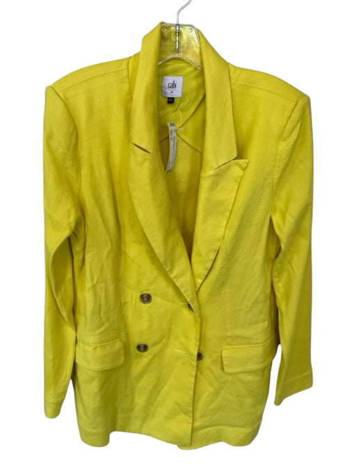 Cabi Size M Neon Yellow Linen Blend Tortoise Buttons Blazer Neon Yellow / M