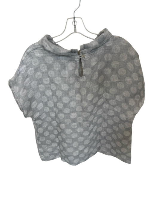 Flax Size S Gray Linen Short Sleeve Polka Dot Collar Top Gray / S